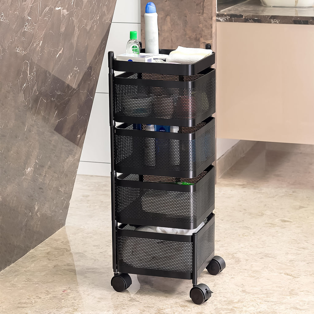 4-Layer Metal Kitchen Trolley with Wheels9+