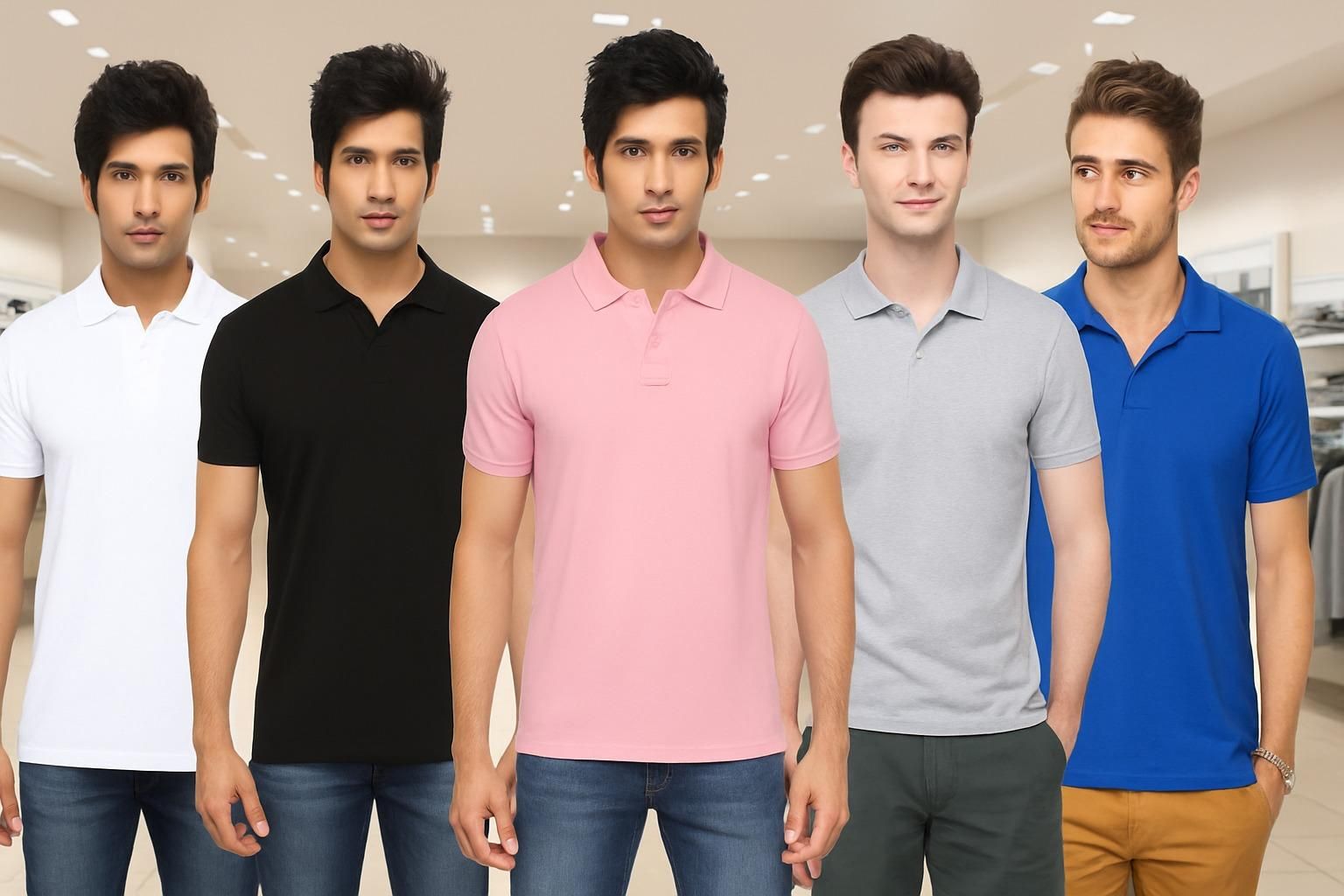 Solid Half Sleeves Mens Polo T-Shirt Pack Of 5