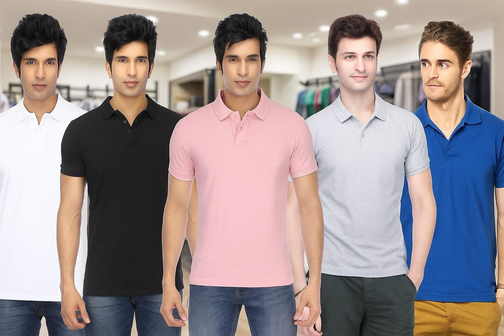 Solid Half Sleeves Mens Polo T-Shirt Pack Of 5
