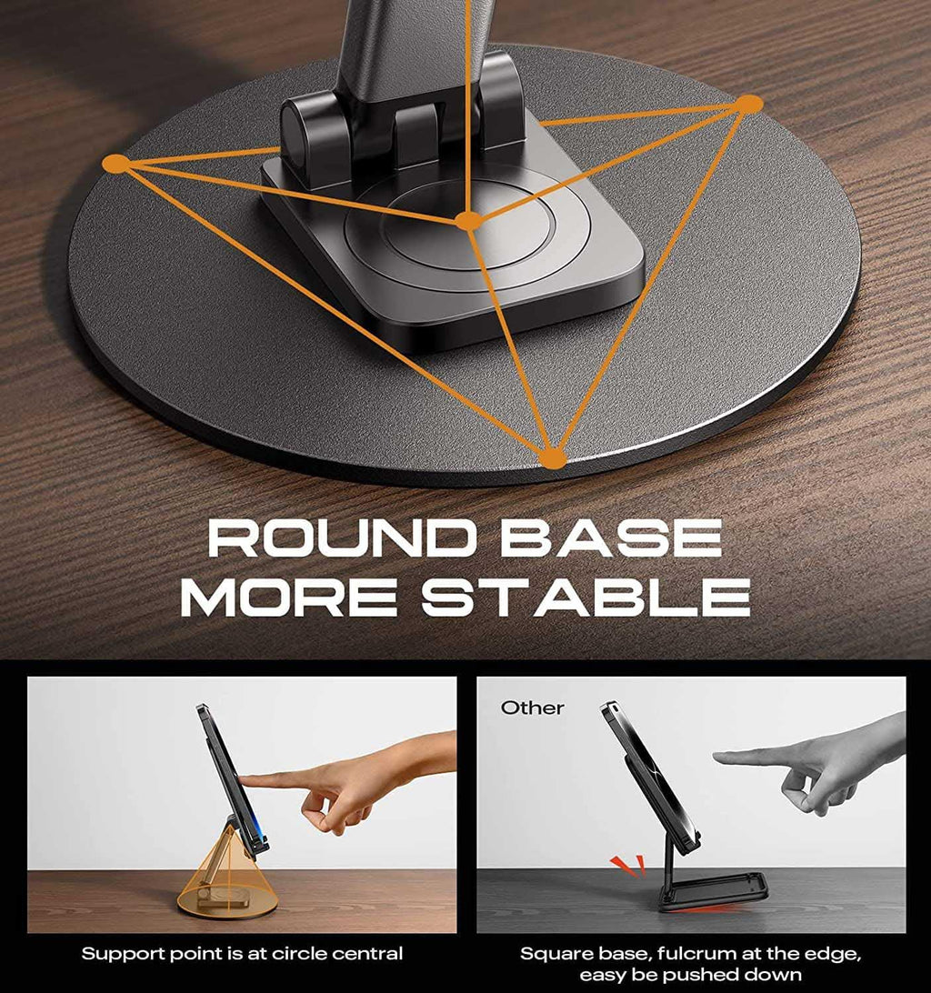 Adjustable Mobile Phone Stand – 360° Rotation, Flexible Height & Angle