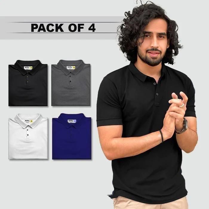 Half Sleeves Mens Polo T-Shirt Pack Of 4