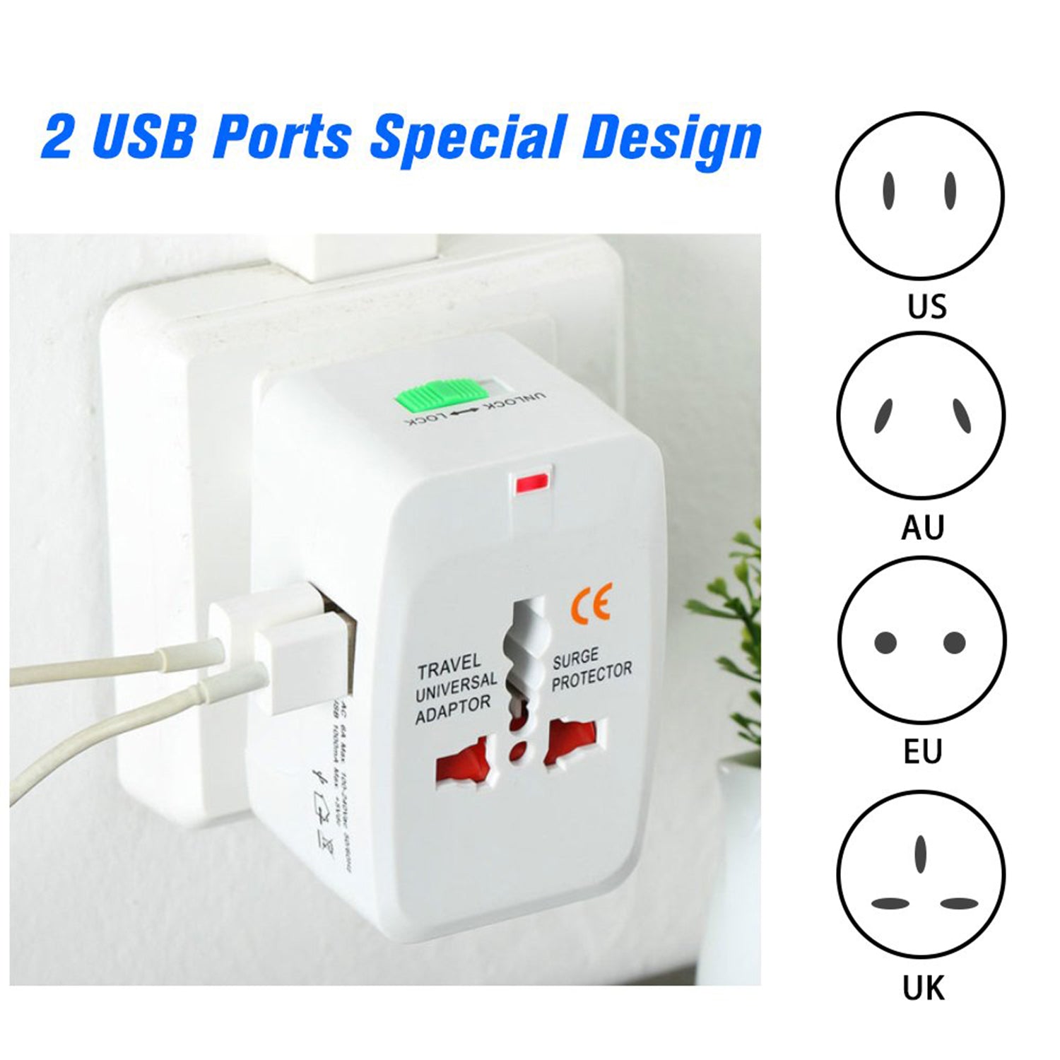 Ac Adaptor Travelling All-in-one Universal Worldwide  Plug (Au  Uk  Us  Eu) International Power Charger Electric Usb Power Plug Socket Adapter Converter (1 Pc)