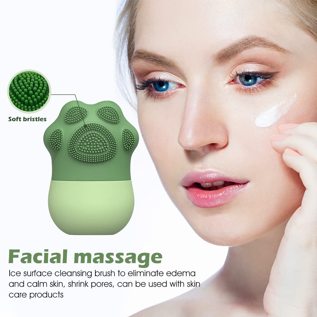 Ice Roller For Face Massage - Eye Anti-leak Silicone Ice Face Roller - Ice Mould With Cleansing Brush Ice Facial Roller For Eliminate Edema  Calm Skin Shrink Pore Women Skin Care