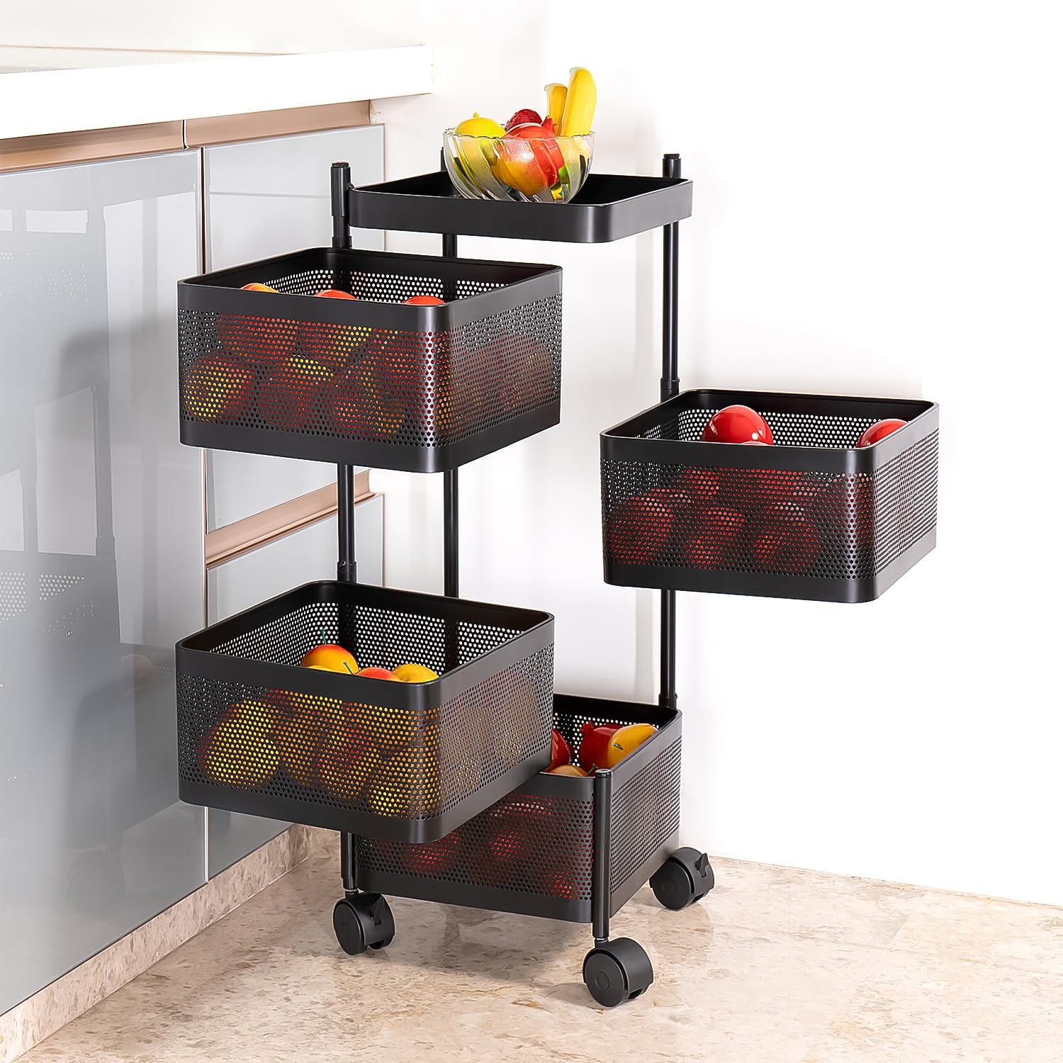 4-Layer Metal Kitchen Trolley with Wheels9+