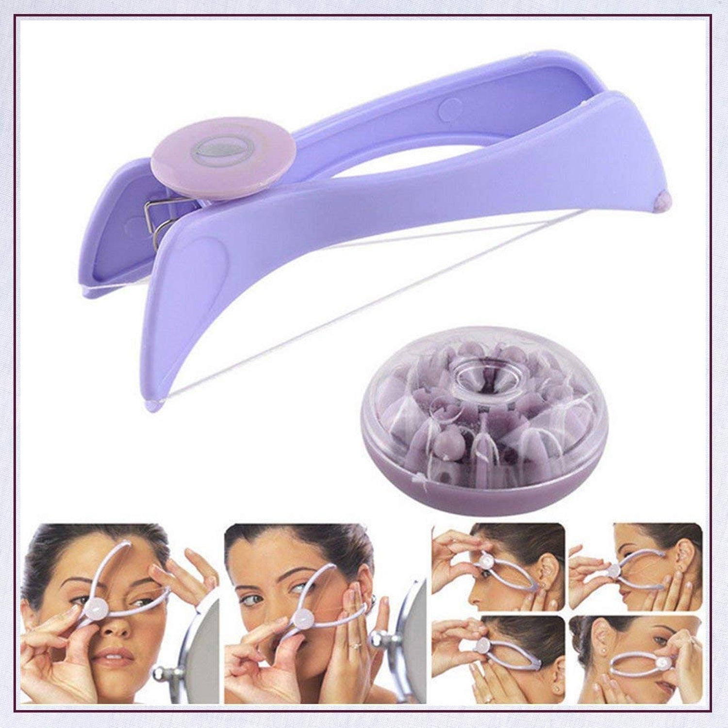 Slique Painless Eyebrow Upper Lips Face And Body Hair Removal Threading Manual Tweezer Machine Shaver System Kit