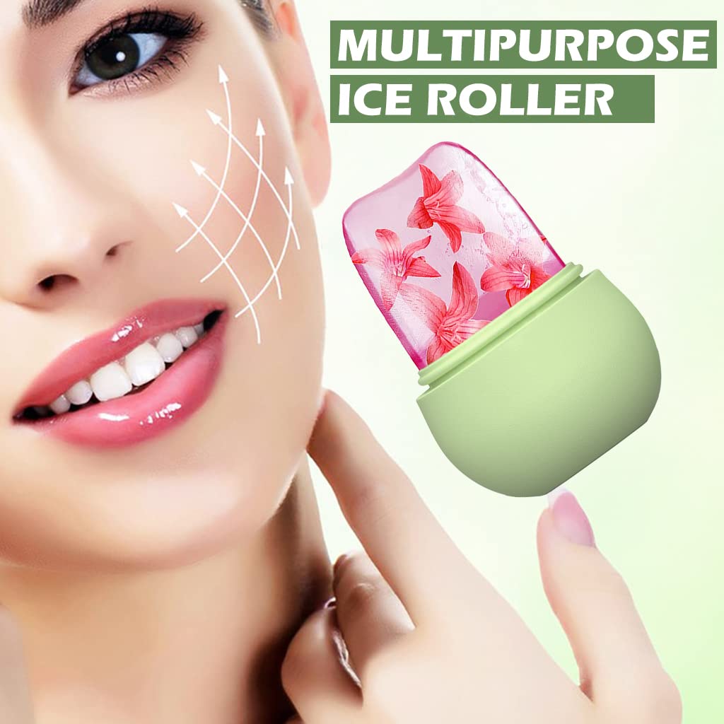 Ice Roller For Face Massage - Eye Anti-leak Silicone Ice Face Roller - Ice Mould With Cleansing Brush Ice Facial Roller For Eliminate Edema  Calm Skin Shrink Pore Women Skin Care