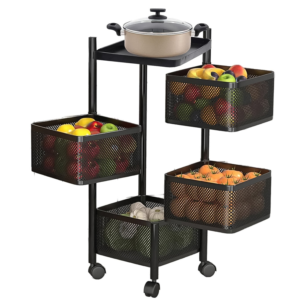 4-Layer Metal Kitchen Trolley with Wheels9+