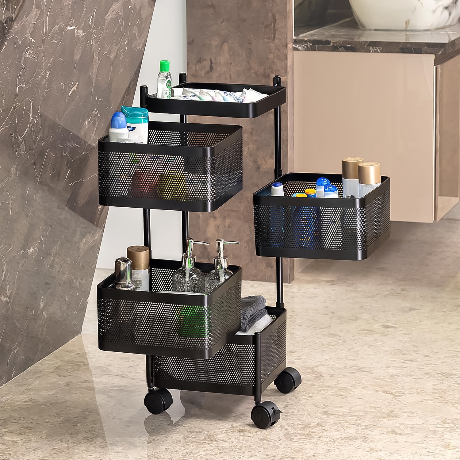4-Layer Metal Kitchen Trolley with Wheels9+