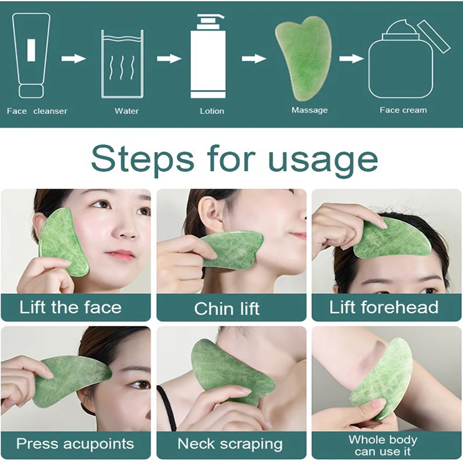 Anti Aging Jade Roller Massager For Face Massage Natural Face Skincare Massager  Face Roller Massager For Women  Face Shaper Jade Roller And Gua Sha Set For Glowing Skin