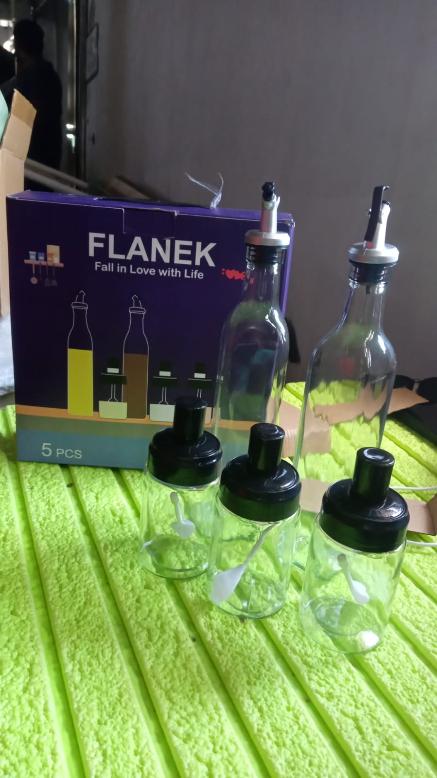 Transparent Glassoil Dispenser 500 Ml Bottle Set Of 2 Spice Jar 250 Ml Set Of 3 Oil Bottle For Kitchen Oil  Vinegar Storage Glass Bottle Glass Container For Spice Masala (5 Pcs Set)